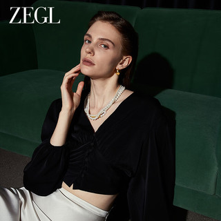 ZEGL法式巴洛克大珍珠毛衣项链女轻奢小众2023叠戴锁骨链 碎金珍珠项链