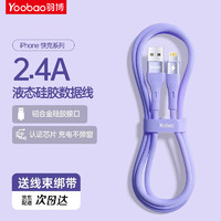 Yoobao 羽博 苹果快充线数据线 繁星铝合金头液态软胶线 USB-Lightning苹果手机平板通用iPhone14/13/12/11 梦幻紫-2米