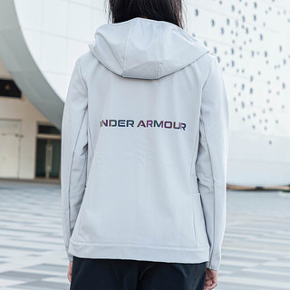 安德玛（Under Armour）加绒外套女户外梭织挡风保暖运动服时尚运动休闲夹克 浅灰色【抓绒保暖】【挡风御寒】 S【160】