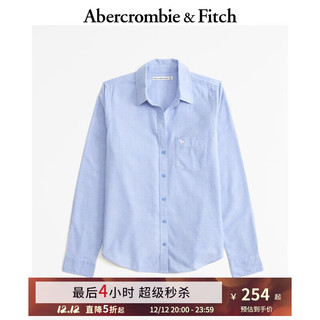 ABERCROMBIE & FITCH女装 小麋鹿白领气质通勤纯色百搭美式复古长袖衬衫 KI140-4115