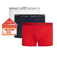 TOMMY HILFIGER 汤米 平角内裤男士 3条装 送男友礼物 UM0UM02203 0WS红白蓝 S