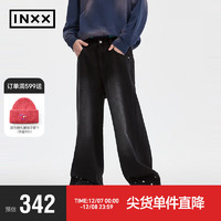英克斯（inxx）Standby 宽松休闲水洗大裤脚牛仔裤直筒裤XMD4221701 黑色 S