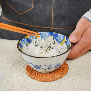 美浓烧 Mino Yaki）日本进口黄彩山茶碗盘套装釉下彩陶瓷家用餐具套装 黄彩碗盘15件套