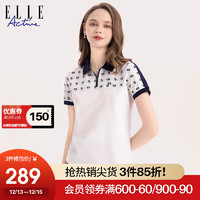 ELLE Active 时尚印花翻领短袖2023女夏季新款设计正肩凉感polo衫