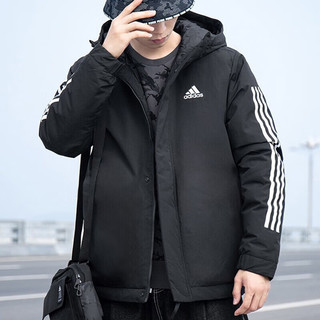 阿迪达斯 （adidas） 冬季棉服男装上衣 户外休闲运动服保暖棉衣夹克防风连帽外套 经典加厚大棉服/晒图返10 2XL【185-190cm/190-200斤】