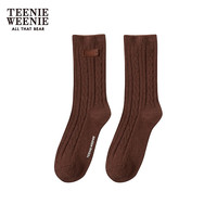 Teenie Weenie小熊20纯色提花中帮袜子可爱女袜时尚 棕色 FRE