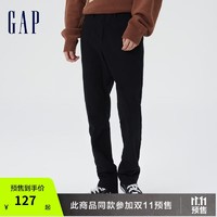 Gap 盖璞 男装秋季弹力百搭紧身卡其裤464116通勤商务休闲裤 正黑色 32/29