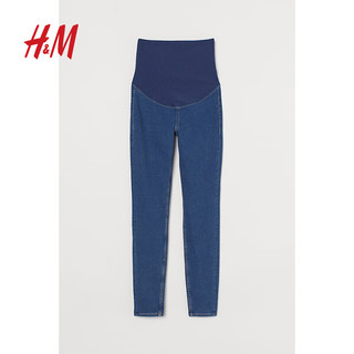 H&M 女装牛仔裤秋季时尚修身柔软拼接高弹高腰打底裤休闲长裤0929718 牛仔蓝 155/64A