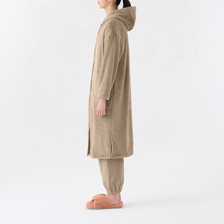 无印良品 MUJI 女式 暖柔 家居长开衫 家居服睡衣睡袍冬季 FD05CC3A 灰棕色 S-M(160/84A)