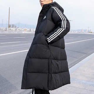 阿迪达斯 （adidas）舰店男装女装羽绒服 冬季中长款过膝加厚保暖连帽羽绒服 IT8714/晒图退10 XS/170(充绒量196G左右)