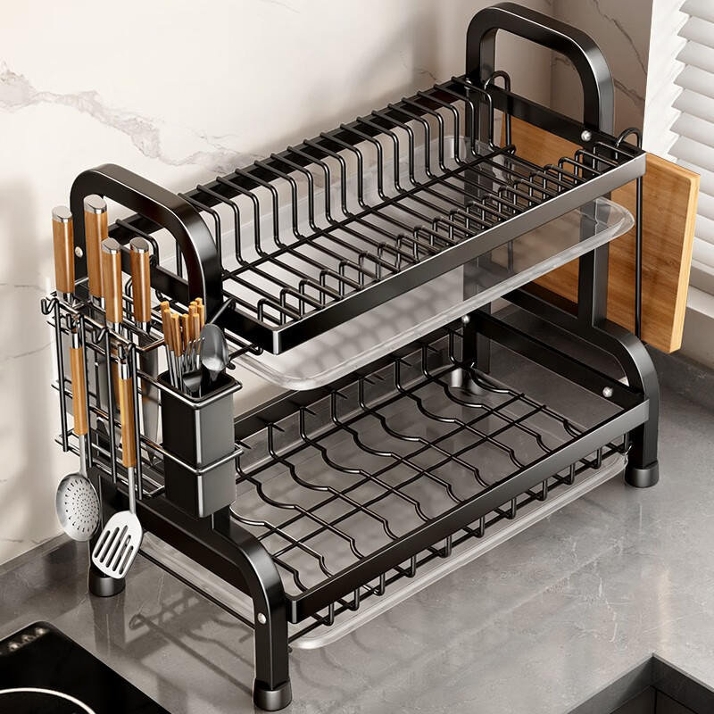 厨房置物架 不锈钢材质 多功能台面收纳架 碗筷用具置物 长42cm