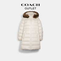 COACH 蔻驰 奥莱女士皮毛一体长款修身羽绒服冬季外套