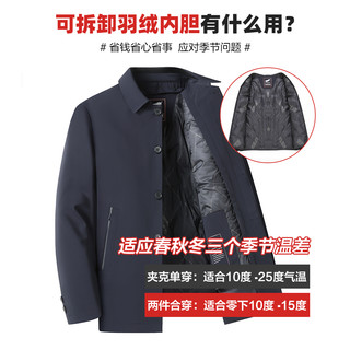 老爷车羽绒服男中年爸爸装冬季棉服可拆卸内胆中老年行政夹克外套