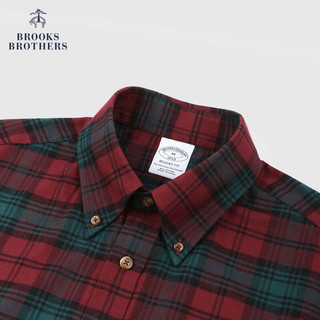 布克兄弟（BrooksBrothers） 男士春秋纯棉扣结领格纹长袖休闲衬衫 6002-红色格纹 L