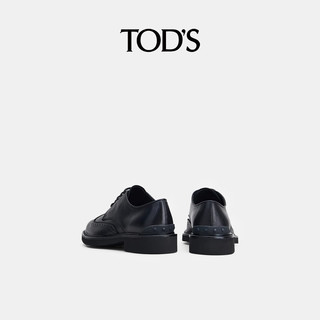 托德斯 TOD'S【秋冬特享】男士皮革系带鞋雕花复古休闲平底鞋单鞋男鞋 黑色 40