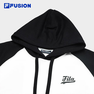 FILA FUSION斐乐潮牌男子针织连帽上衣纯棉宽松卫衣 纶度白-WT 175/96A/L