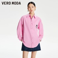 VERO MODA 衬衫女2023秋冬新款宽松翻领落肩印花休闲百搭