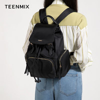 TEENMIX 天美意 双肩包女背包女包2023大容量旅行包包送女生女友 黑色