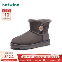 热风冬季女士时尚棉鞋加绒加厚纯色套筒长毛绒雪地靴女 09灰色 34