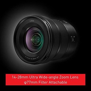 Panasonic 松下 Lumix S-R1428E 镜头,Lumix S 镜头,14-28 毫米焦距,F4-5.6 光圈,非常适合视频,微距镜头,超广角变焦。