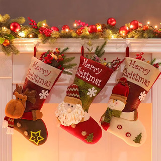 多美忆圣诞袜树挂饰儿童特大号圣诞袜子许愿袋糖果袋经典大袜 鹿
