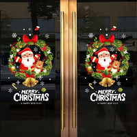 鸿迪圣诞节贴画装饰品静电贴圣诞树橱窗户玻璃门贴纸圣诞老人窗花 XD-303-圣诞老人花环