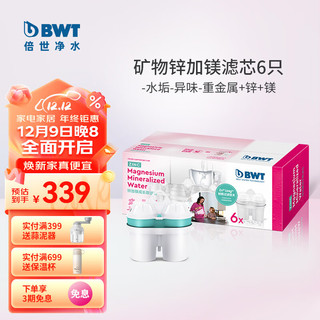 BWT 倍世 家用净水壶滤芯滤水壶过滤壶通用 欧洲过滤芯 德国技术锌加镁滤芯套装 6只装