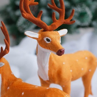 垂绣 圣诞节麋鹿装饰摆件仿真梅花鹿桌面柜台酒店橱窗圣诞节场景摆件 单只30厘米