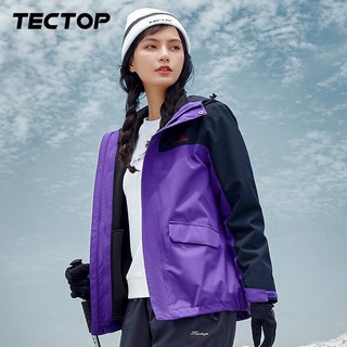 TECTOP 探拓 户外防风三合一冲锋衣 情侣款登山旅行加绒内胆防寒服 女款紫罗兰 2XL