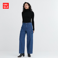 UNIQLO 优衣库 女装 宽腿直筒牛仔工装裤 466073