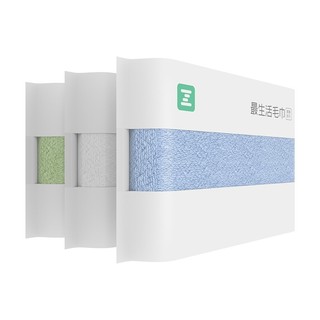 Z towel 最生活 新疆长绒棉毛巾 纯棉洗脸巾 全棉加厚3条装 白/绿/蓝34*76cm 120g