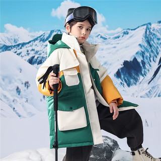 雪中飞儿童羽绒服男女90鸭绒外套中大童保暖洋气童装 自然绿 130