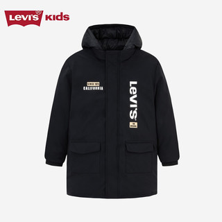 Levi's李维斯童装长款羽绒服23冬季女童韩版洋气加厚保暖外套 黑美人 150/72(M)