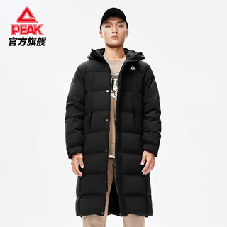 匹克（PEAK）长款羽绒服男2023篮球运动保暖鸭绒加厚外套 黑色 XL