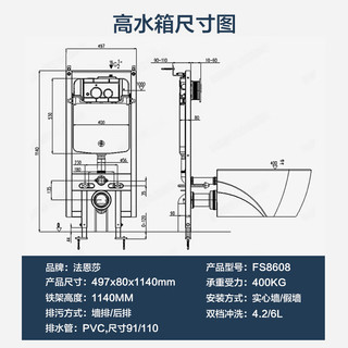 FAENZA 法恩莎 脲醛盖板壁挂式马桶入墙式水箱墙排马桶嵌入式壁挂座便（含水箱）