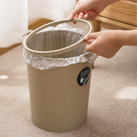 CHAHUA 茶花 壓圈垃圾桶家用大號塑料筒創意廚房客廳臥室衛生間廁所按壓式紙簍 咖啡棕色
