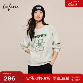 伊芙丽（eifini）伊芙丽花朵立体绣花肌理加绒圆领卫衣女2023冬装休闲百搭外套 夹花灰 160/84A/M