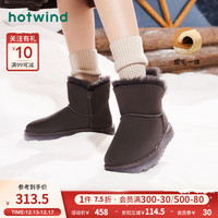 热风冬季女士时尚圆头加绒保暖雪地靴休闲舒适百搭女靴 15深棕 36