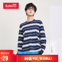 Baleno 班尼路 条纹长袖t恤  B25彩虹蓝 L