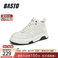 BASTO 百思图 时髦街头运动休闲板靴厚底男低靴S6179DD3 白色 38