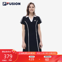 FILA 斐乐 FUSION斐乐潮牌女子连衣裙2023夏季女装针织休闲翻领裙