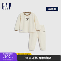 Gap男幼童冬季2023LOGO睡衣睡裤套装890128儿童装家居服 米白色 90cm(1-2岁) 亚洲尺码