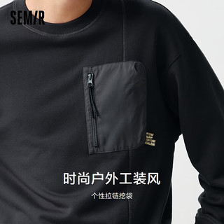 森马（Semir）卫衣男2024春季套头圆领时尚户外工装风上衣休闲宽松潮流 深灰20930 160/80A/XS