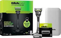 Gillette 吉列 男士 剃须刀 + 8 片剃须刀片补充装 带去角质棒 包括高级磁性支架和旅行箱