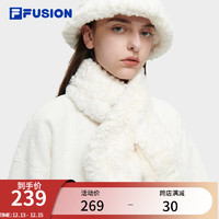 FILA FUSION斐乐潮牌女子围巾2023冬时尚仿貂绒保暖防风围脖 标准白-WT XS