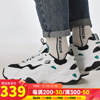 斯凯奇（SKECHERS）男鞋款 秋季潮流百搭经典熊猫鞋时尚绑带运动鞋 WGRN/白色/绿色 39/内长24.5cm