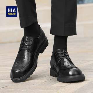 HLA海澜之家男鞋厚底商务皮鞋男士耐磨德比鞋HAAPXM4CBI338 黑色AB 41