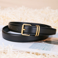 牛当家金属圈皮带女真皮腰带针扣头层牛皮百搭时尚裤带礼盒装 24mm雅致黑 100cm
