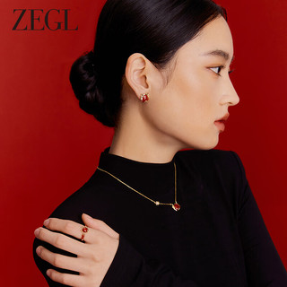 ZENGLIU ZEGL设计师本命年龙系列红玛瑙耳环女小众属龙S925银耳钉新年耳饰 福龙玛瑙耳环