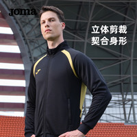 JOMA运动外套男针织长袖拉链衫秋冬季加绒保暖长袖立领修身显瘦男上衣 黑色 XL